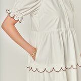Scalloped Edge Midi Dress