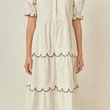 Scalloped Edge Midi Dress