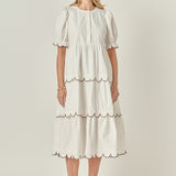 Scalloped Edge Midi Dress