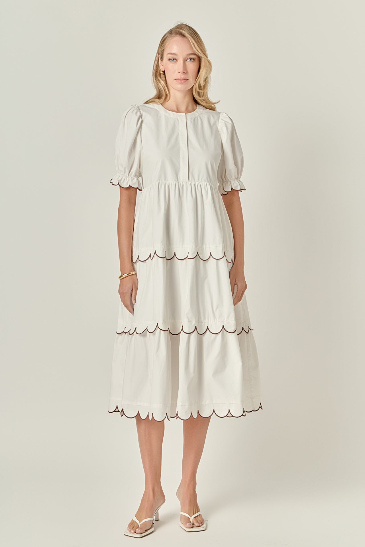 Scalloped Edge Midi Dress English Factory Scalloped Edge Midi Dress English Factory