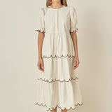 Scalloped Edge Midi Dress