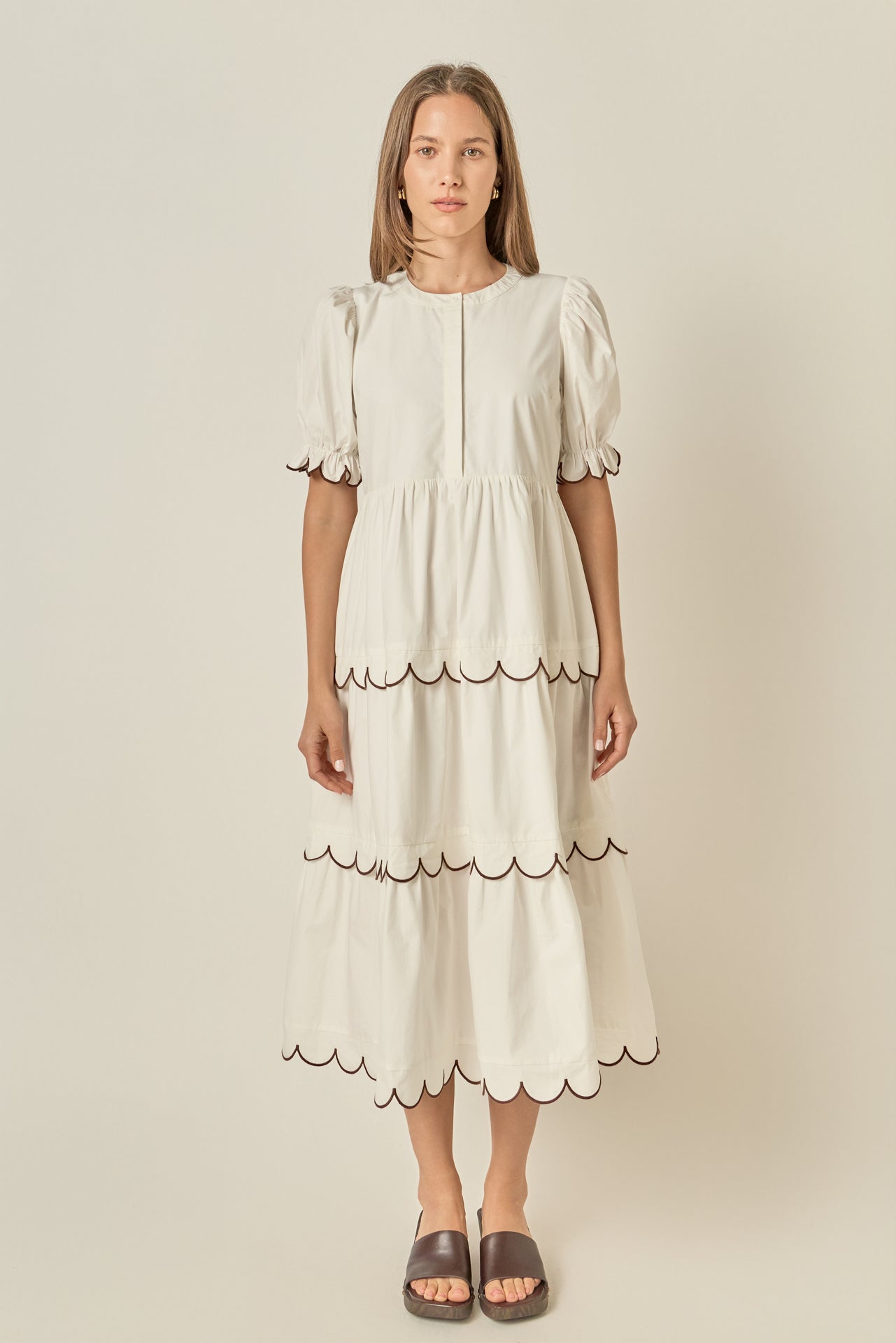 Scalloped Edge Midi Dress – English Factory