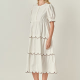 Scalloped Edge Midi Dress