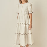 Scalloped Edge Midi Dress