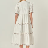 Scalloped Edge Midi Dress