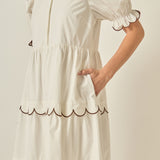 Scalloped Edge Midi Dress