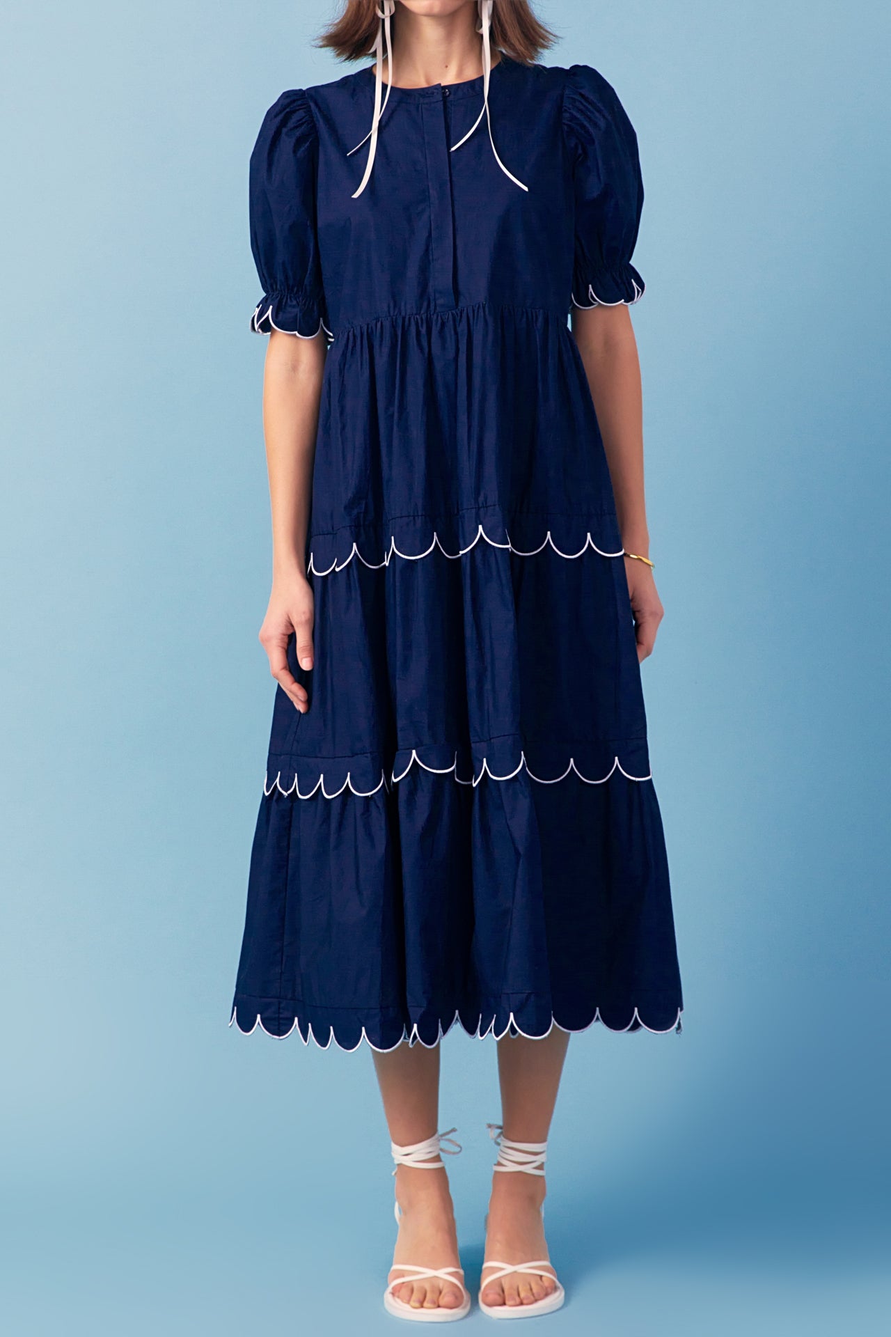 ワンピース Scalloped Polo Dress / navy Msize JJ1760D_NAVYWHITE_002.jpg?crop