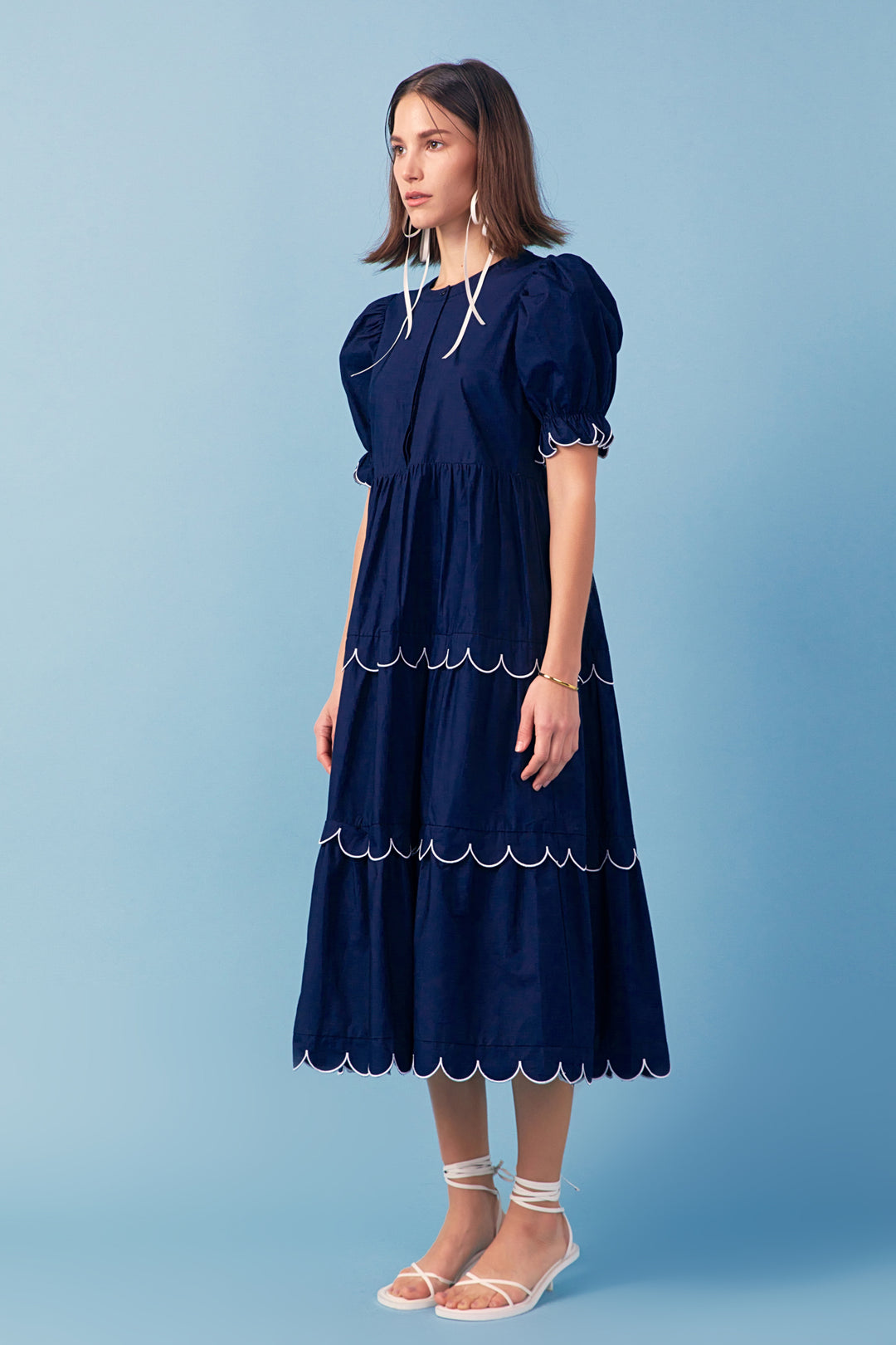 Scenta Scallop Edge Midi Dress