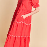 Scalloped Edge Midi Dress
