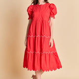 Scalloped Edge Midi Dress