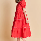 Scalloped Edge Midi Dress