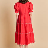 Scalloped Edge Midi Dress