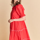 Scalloped Edge Midi Dress