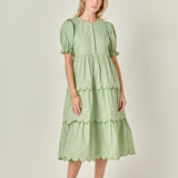 Scalloped Edge Midi Dress