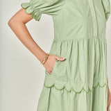 Scalloped Edge Midi Dress