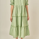 Scalloped Edge Midi Dress