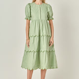 Scalloped Edge Midi Dress