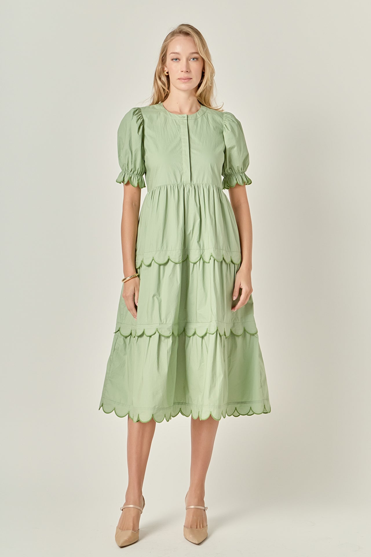 Scalloped Edge Midi Dress