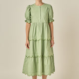 Scalloped Edge Midi Dress