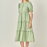 Scalloped Edge Midi Dress