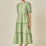 Scalloped Edge Midi Dress