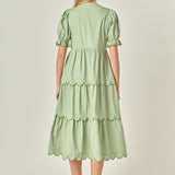 Scalloped Edge Midi Dress