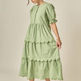 Scalloped Edge Midi Dress