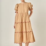 Scalloped Edge Midi Dress