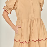 Scalloped Edge Midi Dress