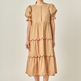 Scalloped Edge Midi Dress