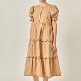 Scalloped Edge Midi Dress