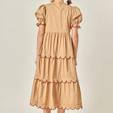 Scalloped Edge Midi Dress