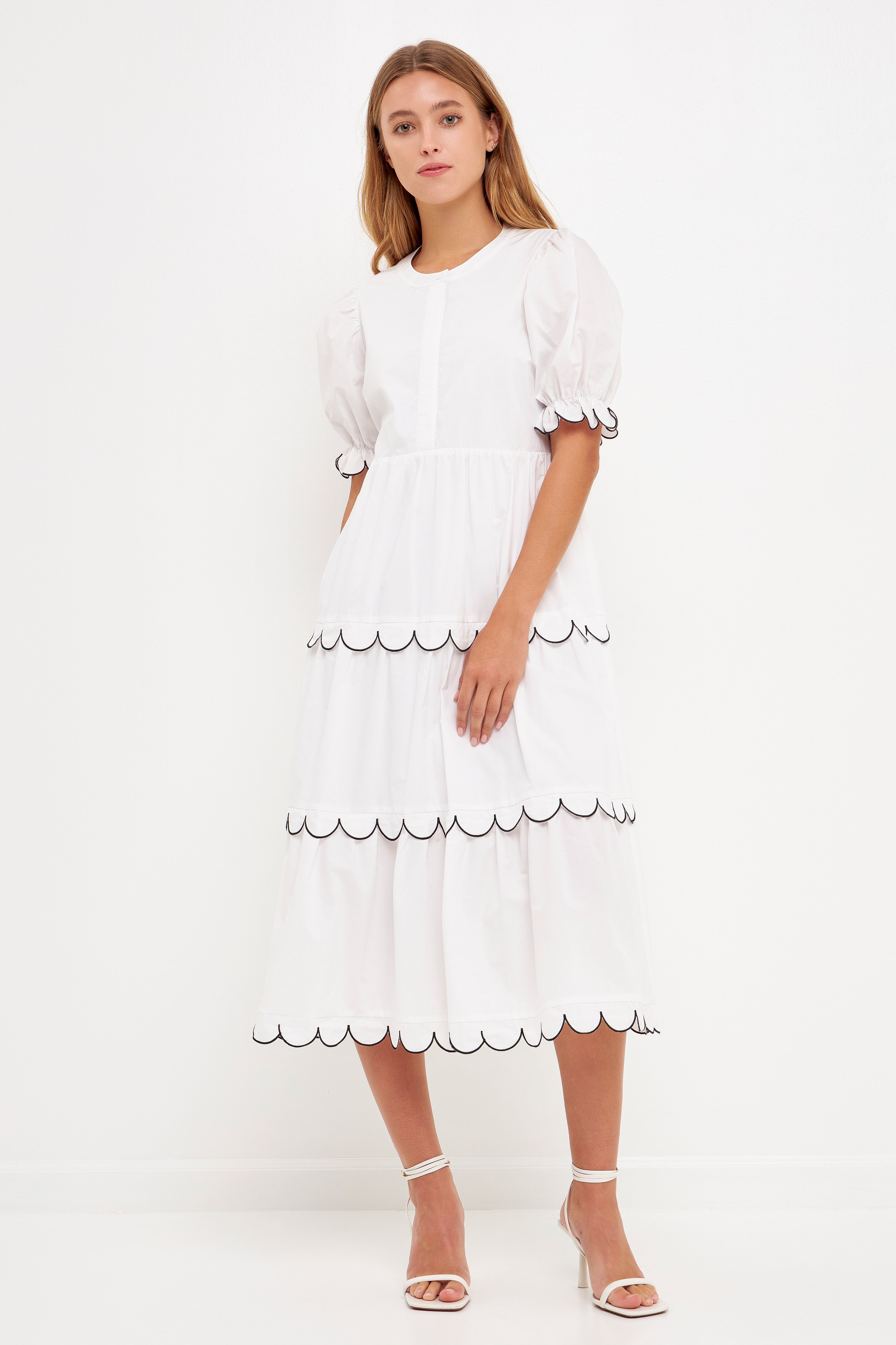 Scalloped Edge Midi Dress – English Factory