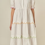 Scalloped Edge Midi Dress