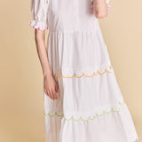Scalloped Edge Midi Dress