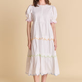 Scalloped Edge Midi Dress