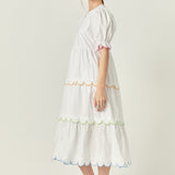 Scalloped Edge Midi Dress