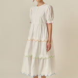 Scalloped Edge Midi Dress