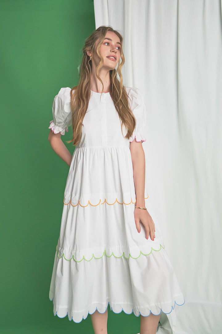 Frayed Edge Midi Dress