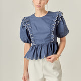 Contrast Scallop Edge Top
