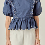 Contrast Scallop Edge Top