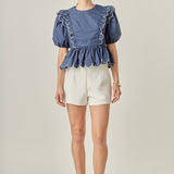 Contrast Scallop Edge Top