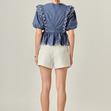 Contrast Scallop Edge Top