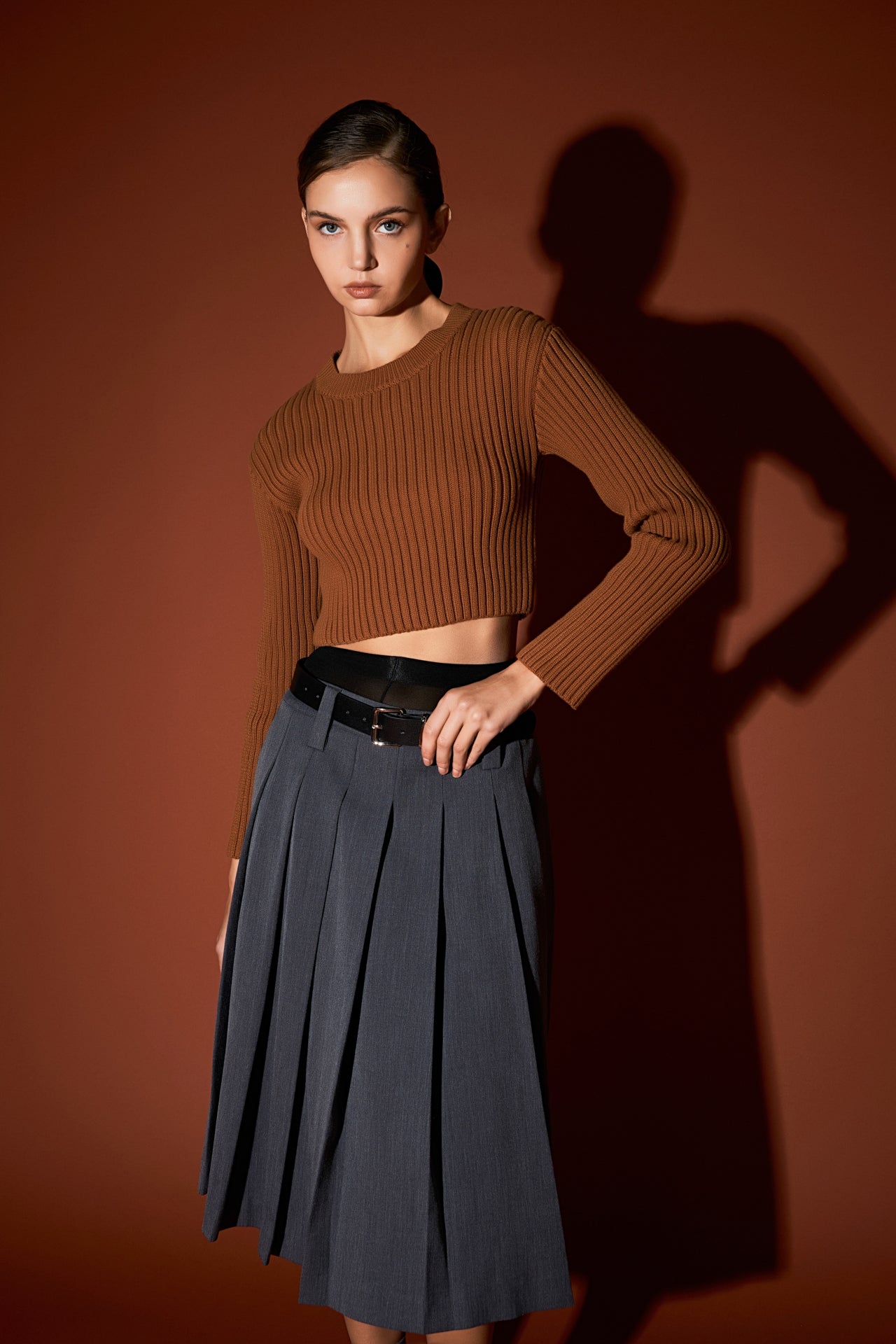 Cropped Ribbed Knit Sweater – English Factory