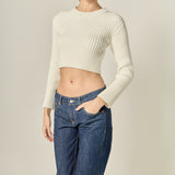 Cropped Ribbed Knit Sweater