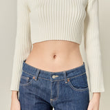 Cropped Ribbed Knit Sweater