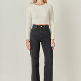 Cropped Ribbed Knit Sweater
