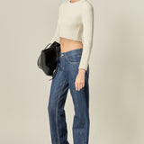 Cropped Ribbed Knit Sweater