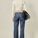 Cropped Ribbed Knit Sweater