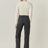 Cropped Ribbed Knit Sweater